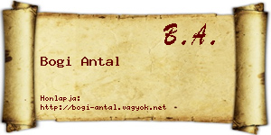 Bogi Antal névjegykártya
